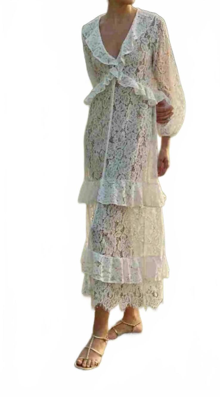 NEW ESPECIA posh lace long dress in white